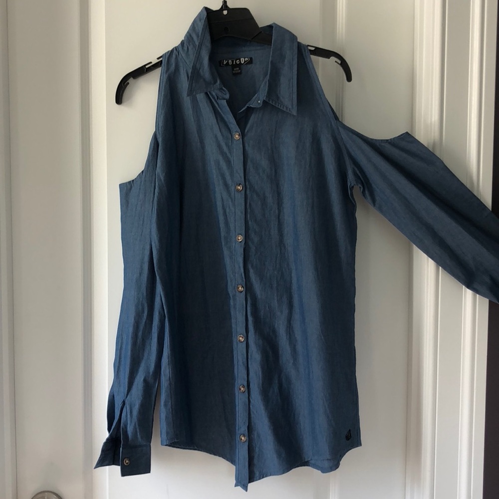 Volcom Cold Shoulder Denim Blouse